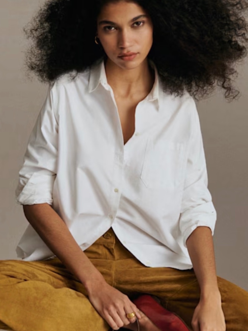 NWT Sézane Women’s 42 White Cotton Oversized Button Down Shirt Blouse
